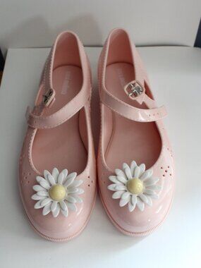 Size 4 Girls Mini Melissa Pink Daisy Mary Jane Jelly Shoes